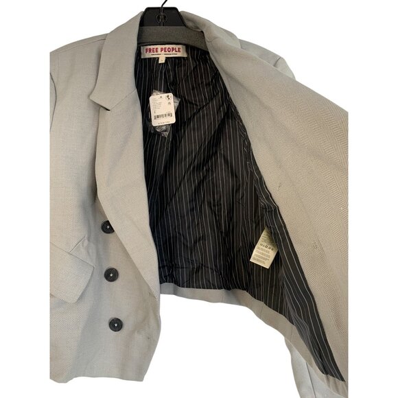 New Free People Betty Double-Breast Crop Blazer S Lined Houndstooth RFF10661 - Picture 9 of 11